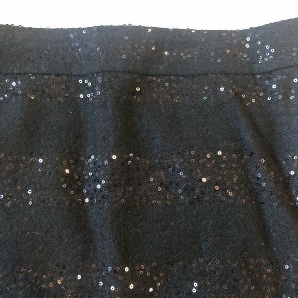 LOFT ANN TAYLOR Black Wool Sequin Mini Skirt - Picture 3 of 7